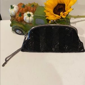 VINTAGE “THE LIMITED” BLACK BEADED CLUTCH- chain!!